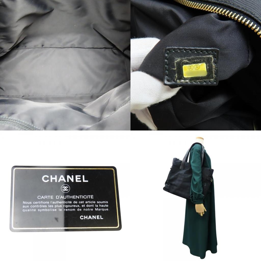 Used CHANEL Tote Bag Tote GM New travel line COCO Mark Jacquard nylon/leather black 9th