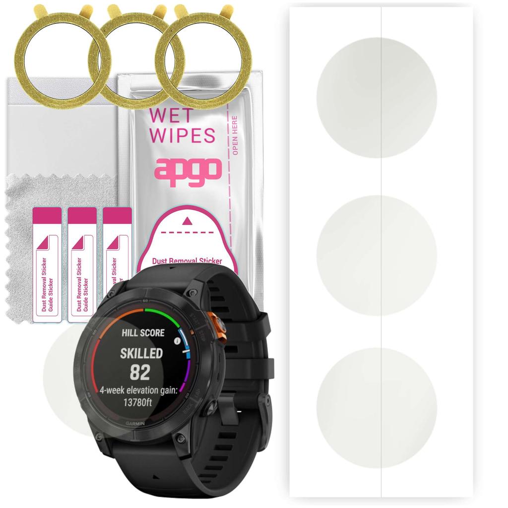 3x Apgo Hydrogel Matte Screen Protector for Garmin Fenix 7 Pro, Hydrogel Film, Flexible, Soft TPU with Positioning Layer Easy Installation