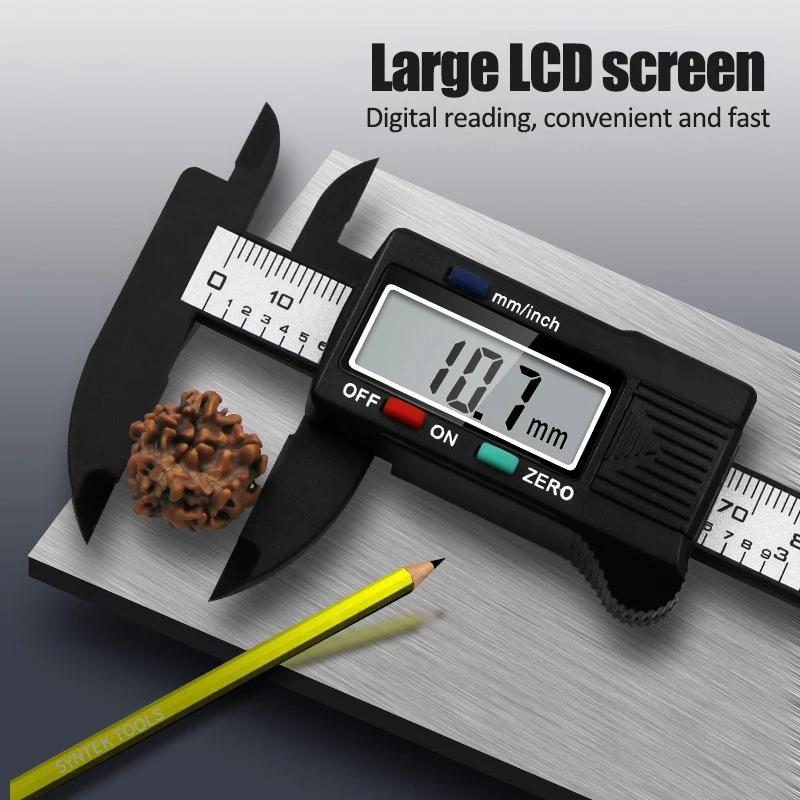100mm 6 Inch Electronic Digital Caliper Carbon Fiber Vernier Caliper Gauge Micrometer Ruler Woodwork Thickness Measuring Tool