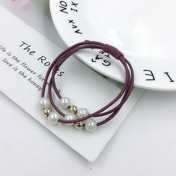 Korean Version Of The Three-strength Rubber Band High-elastic Pearl Head Rope For Women And Girls