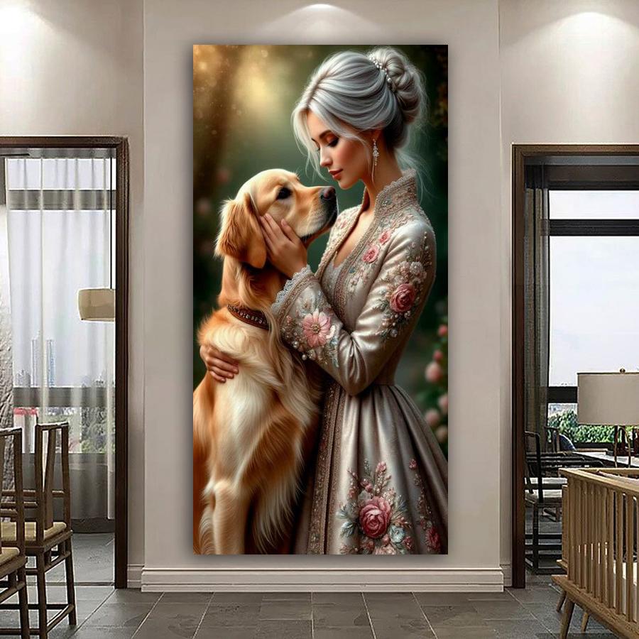 Women and Dogs Large Size Diamond Painting Woman and Cows Animals Diy Full Drill Rhinestone Embroidery Mosaic Cross Stitch Kits