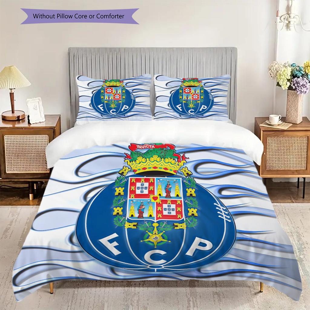 Porto Football Club Emblem Bedding (1 * duvet cover + 2 * pillowcase, without core) 2D Flat Christmas birthday gift Duvet cover and pillowcase