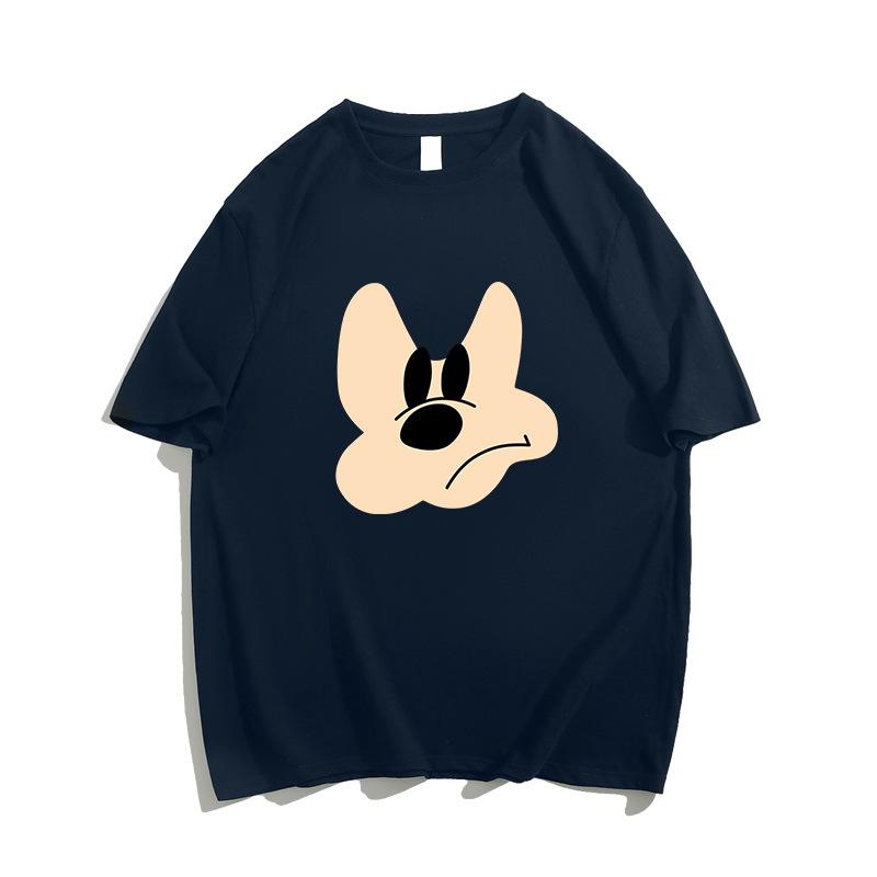 Women Pure Cotton Heavyweight Short Sleeve T-Shirt Cartoon Print Loose Lazy Tops Vintage American Casual Oversized Tees Summer Blouses
