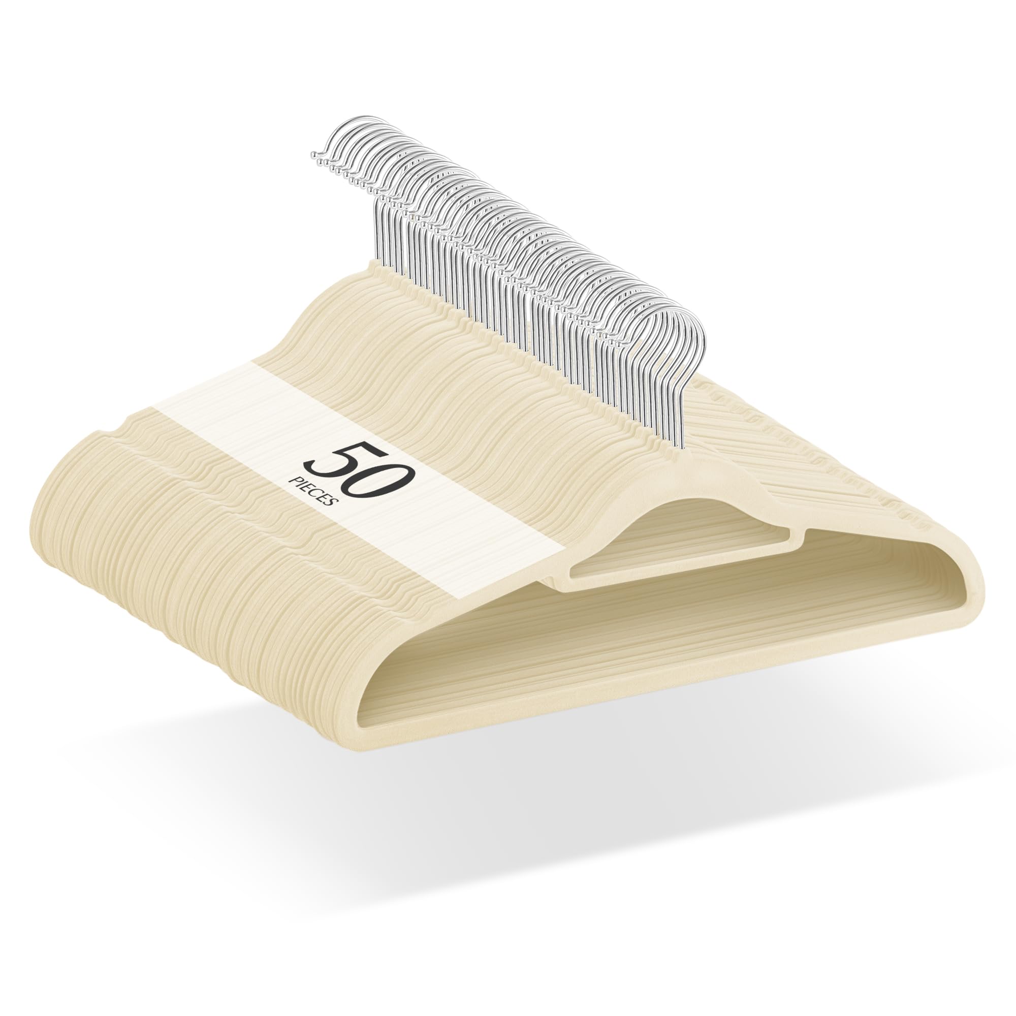 TITIROBA Velvet 23AB245 Non-Slip, Anti-Slip Hangers, 50-Pack, Beige, бежевый
