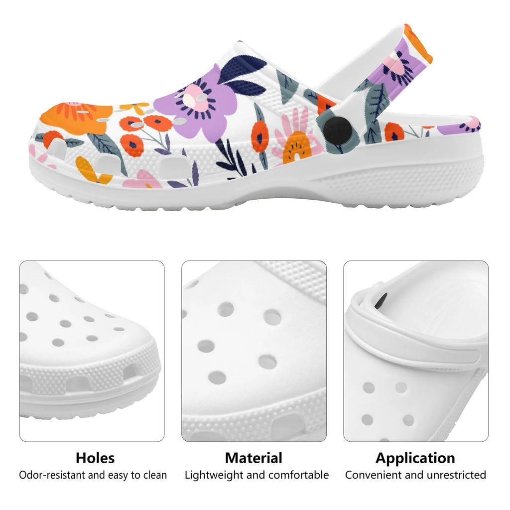 Allover Printed EVA Yard Clogs Unisex Lightweight Soft Slip On Garden Yard Home Bathroom Casual Walking Leisure Sandals Beach Wear