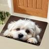 Cute White Puppy Door Mat Carpet Mat Rug Home Decoration Small Dog Pattern Non Slip Floor Mat for Entryway Welcome Mat
