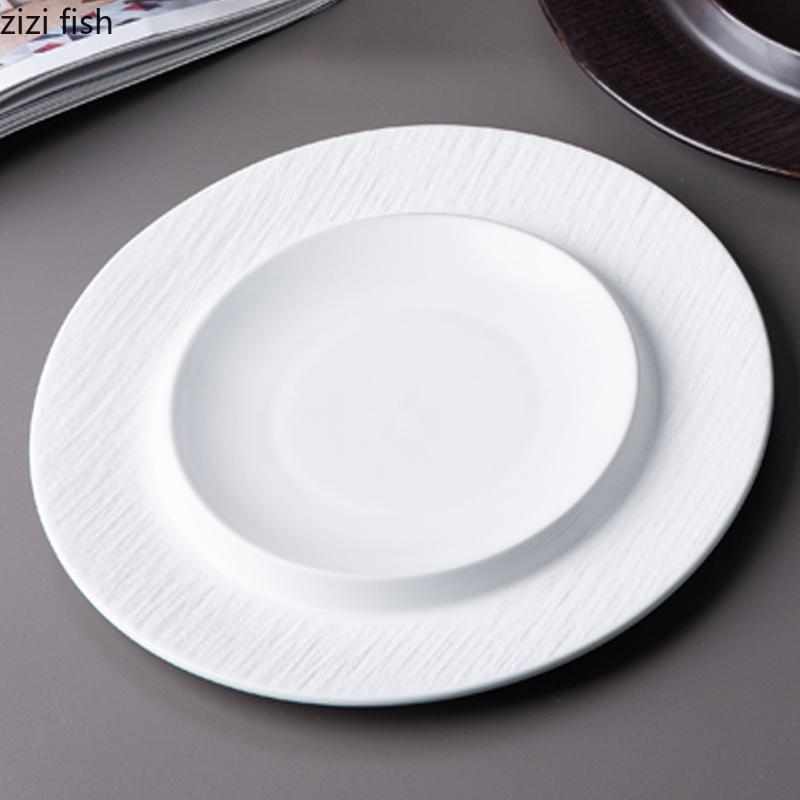 Runder Keramik-Speiseteller, Suppenteller, Steakteller im westlichen Stil, Obstteller, Salatschüssel, Sushi-Teller, Dim-Sum-Teller, Stachelscheibe