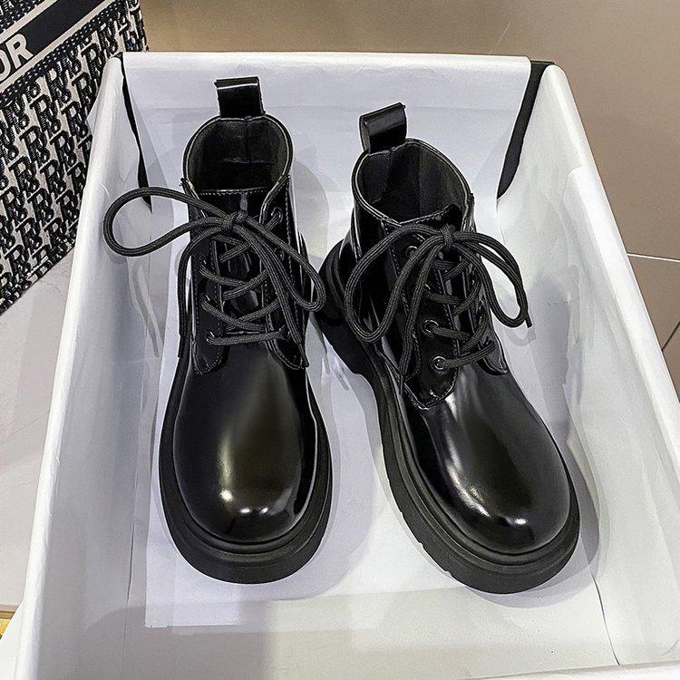 

Мода Botines Mujer 2024 Осень Женские Ботильоны Челси Ботинки Платформа Шнуровка Женские Короткие Ботинки Горячие Ботинки Нескользящие Кожаные Ботинки 35 чёрный