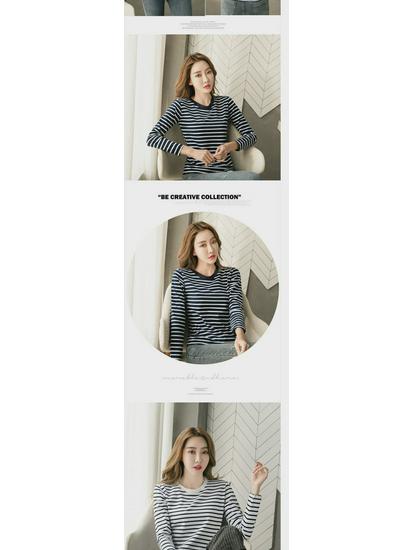 2024 Women's Loose-Fit Striped Long-Sleeve Cotton T-Shirt for Spring & Autumn, Age-Reducing, Plus-Size Slimming Top.