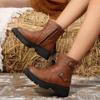 Fashion Hot Selling 2025 new Retro Women's Platform Boot Fashionable Side Zipper Shoes Anti-slip Women Ankle Boots Botines Para Mujeres