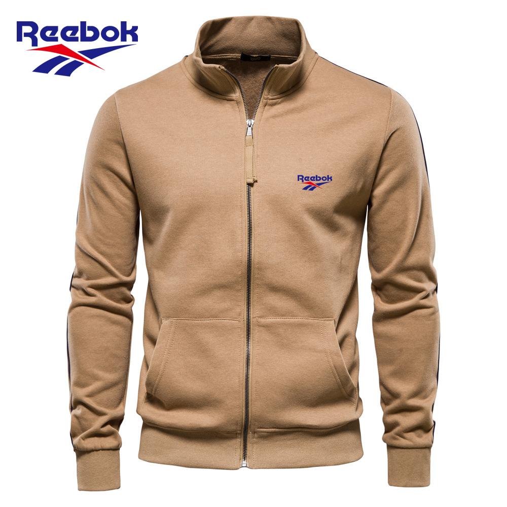 

Reebok 2026 Вишита Осінньо-Зимова Нова Чоловіча Толстовка на Блискавці з Стійкою Комірцем, Спортивний Кардиган-Куртка з Контрастними Кольорами, Повсякденна XL