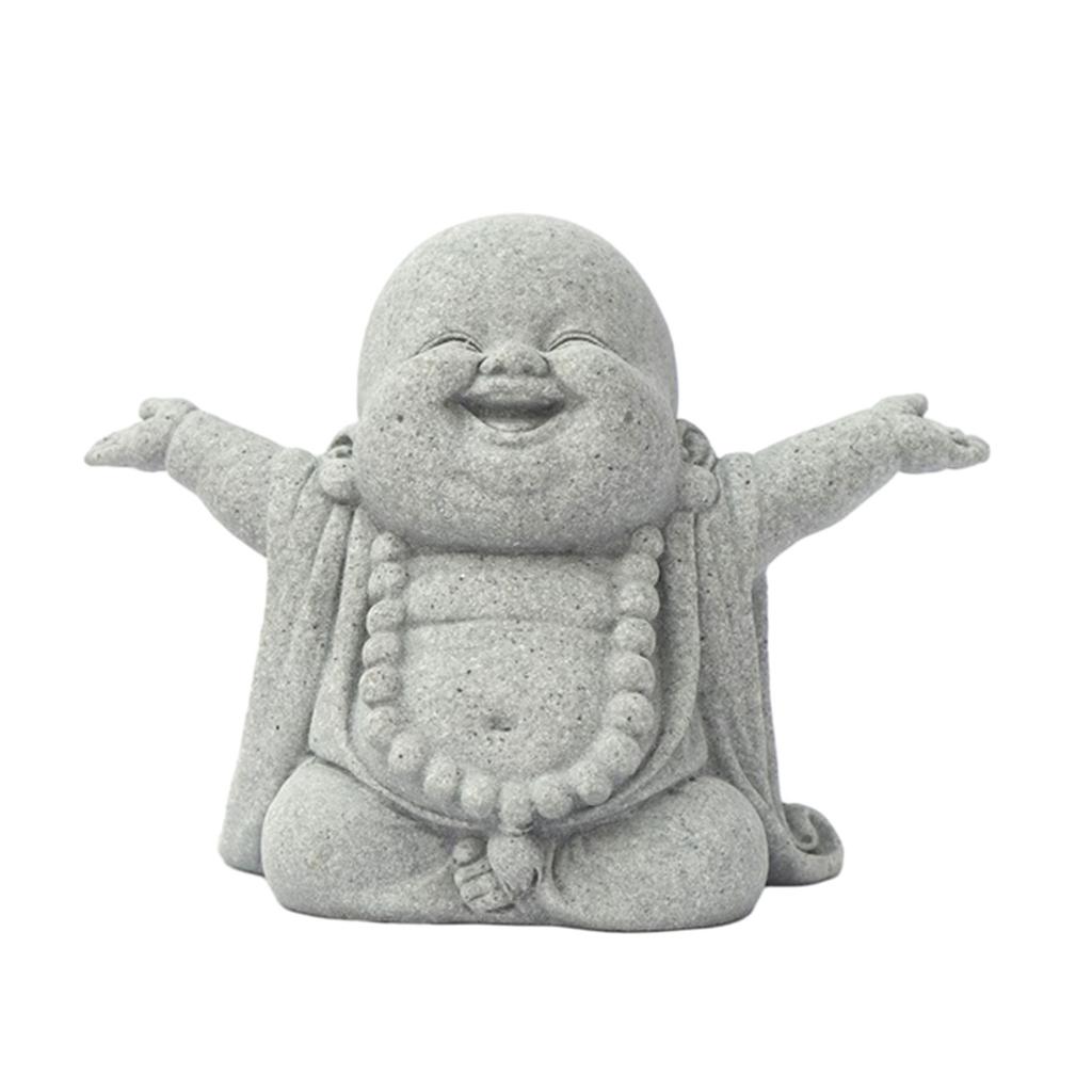 Desktop Ornaments Buddhist Monk Sandstone Sign Decoration Sculpture Gift Desktop Fish Tank Decors for Home School Office