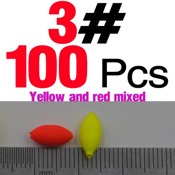 MNFT 100Pcs Oval Mini Fishing Float Bobber Rig Making Fishing Floating Beans Red/Yellow Striking Beads With Hole No Stopper 3 4#