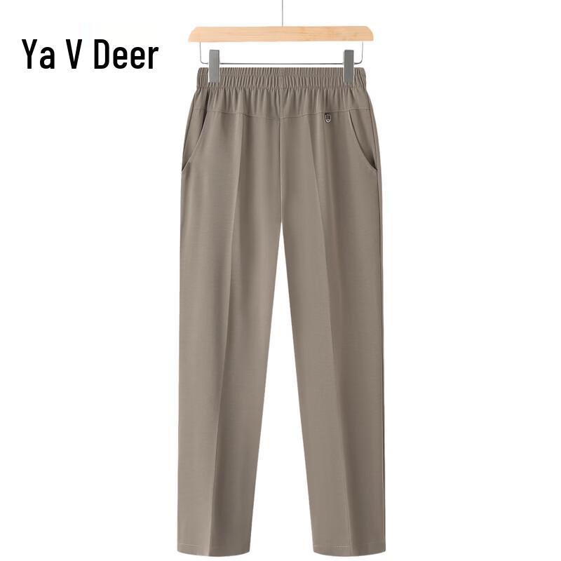Yalu Women s Summer Elastic High-Waist Straight-Leg Casual Pants 3XL