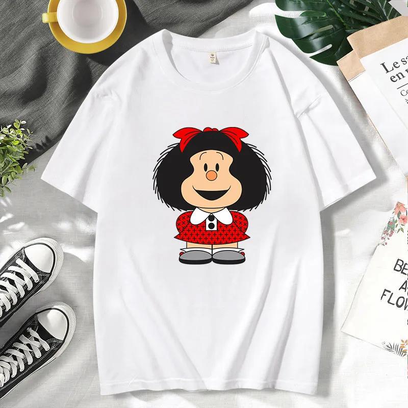 Women's T-shirt Mafalda T-shirt Women Short Sleeve Graphic Tee Female Manga Harajuku Clothes Top