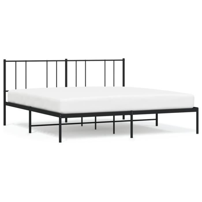 VidaXL Cadre de lit métal avec tête de lit noir 180x200 cm 352484