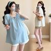 2026 Summer Maternity French Doll Shirt Top & Belly Support Shorts Set
