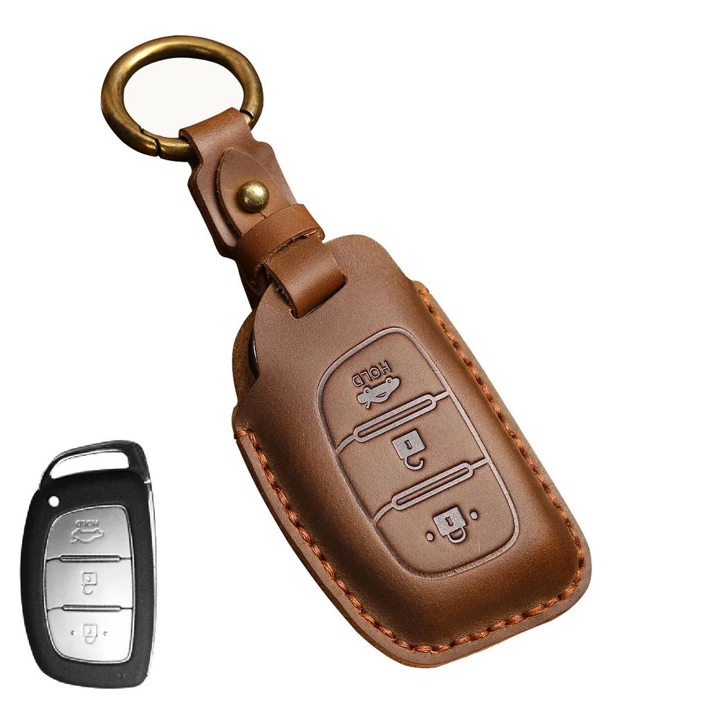 Für Hyundai IX25 IX35 IX45 I10 I20 HB20 Elantra Solari Sonata Santa Fe Sport Tucson Leder Auto Schlüsselhülle Schutzhülle