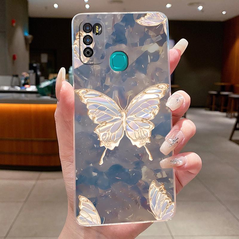 

Case For Infinix Hot 9 Play Phone Case X680 X680B X680C Luxury Fashion Butterfly Flowers Clear Soft Silicone TPU Slim Back Cover Infinix Hot 9 Play