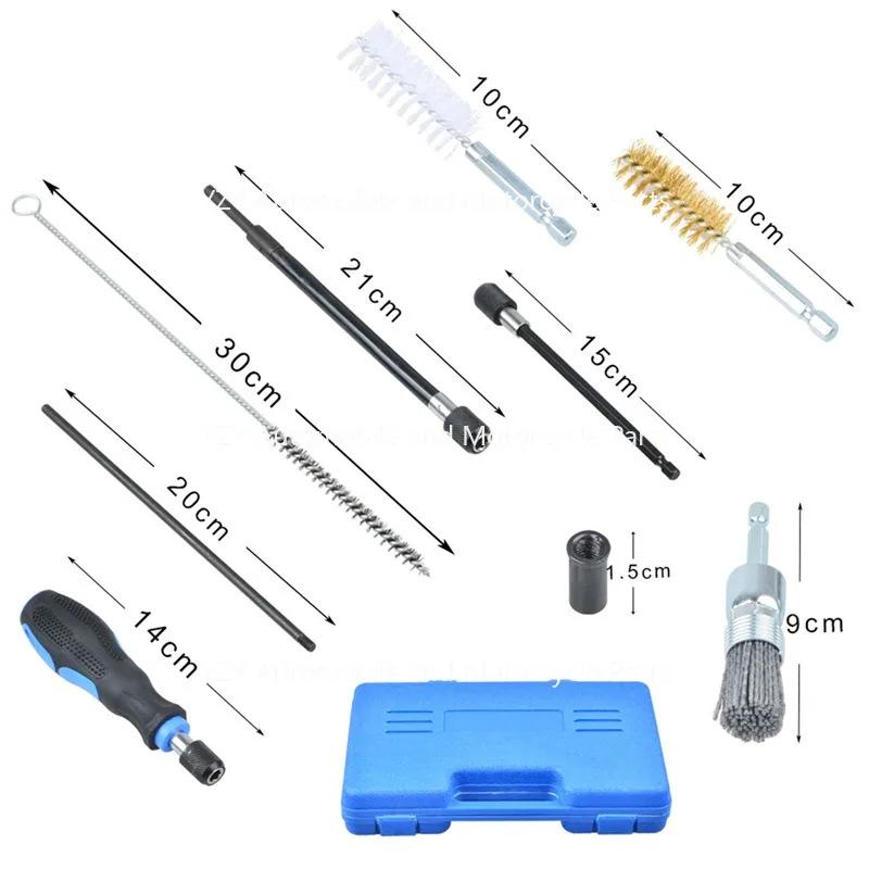 19 Piece Set Of Multi Specification Steel Wire Brushes, Fuel Injector Base Cleaning Tool Set, Engine Cleaning Set