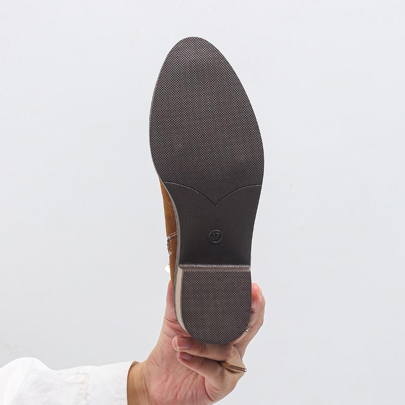 Fashion 2025 Winter Pointed Toe Women Ankle Boots Suede Mid Heels Lace Up Shoes Trend Designer Chunky Pumps Goth Chelsea Botas De Mujer