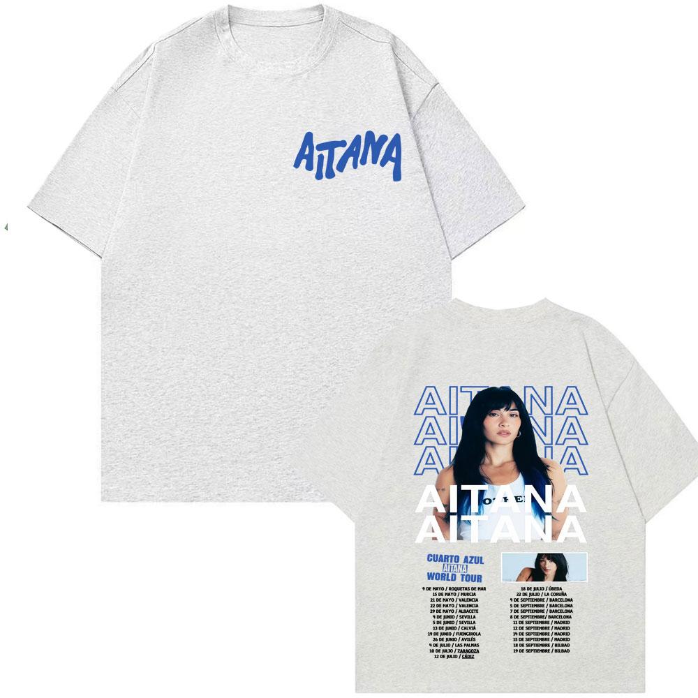 Singer Aitana Cuarto Azul World Tour TShirt UNISEX Women Summer Cotton YK Clothing Oversize Round Neck Short Sleeved Tee