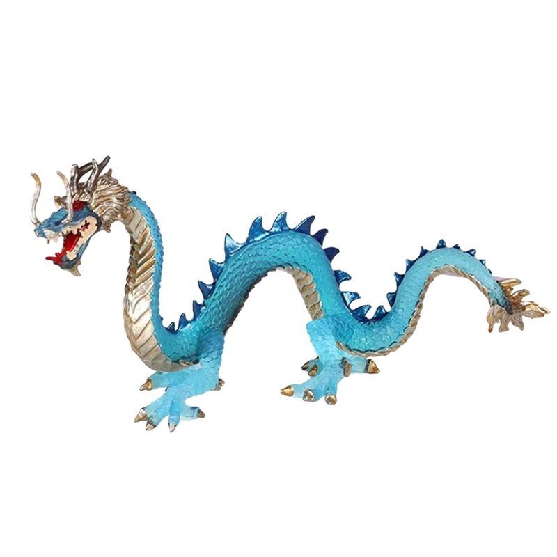 AEE2-Feng Shui Dragon Statue Lucky Dragon Statue Decoration Realistic Table Decor Animal Centerpiece Sculpture Figurines A синий