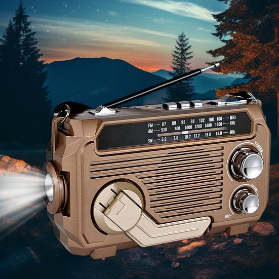 Solar Hand Crank Emergency Radio Rechargeable Waterproof Bluetooth-compatible Speaker AM/FM Solar Powered Radio