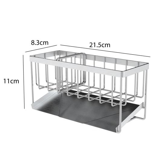 mengmiandaxia Stainless Steel Sponge Rack, Sponge Holder, Rust-Resistant, Kitchen Sponge Detergent Holder, with Movable Divider for Bathroom/Kitchen S