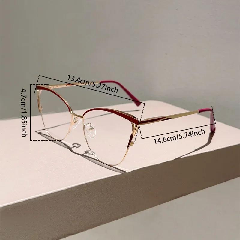 Ultra Light Cat Eye Metal Frame Anti Blue Light Flat Lens  Fashionable New Square Men'S And Women'S Versatile Glasses