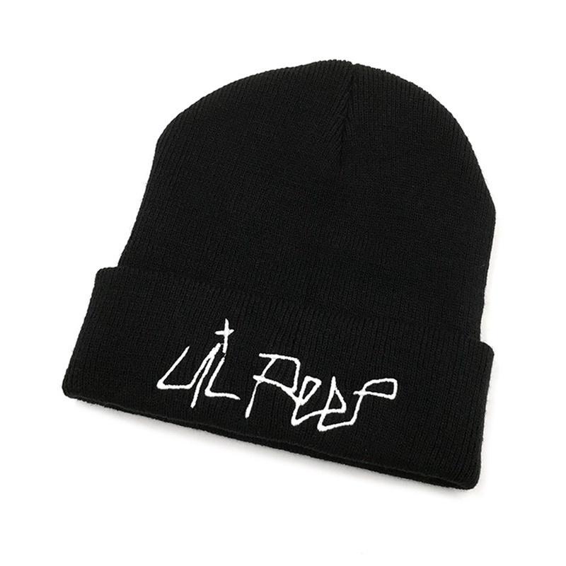 

Lil Peep Knitted Cap Winter Knit Bonnet Hat Skullies Beanies Hip Hop Caps for Unisex чёрный