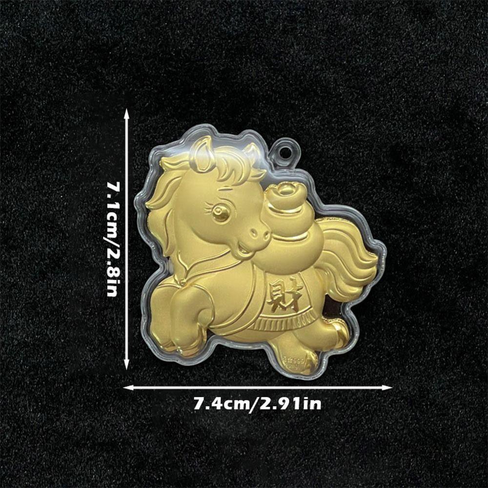 Imitation Gold Foil Zodiac Horse Pendant Lucky Horse Phone Chain Bag Pendant  Personal Accessory
