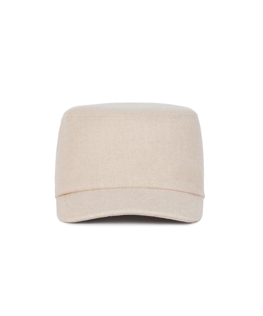 Bajal Va Square Studded Wool Bellboy Cap Ivory