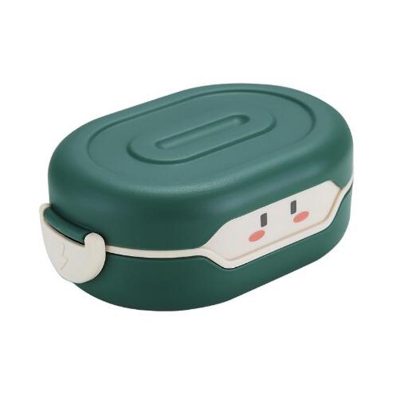 

Cartoon Plastic Bento Box for Kids - Microwave Safe BPA-Free Lunch Container for School Food Storage 2&780ml зелёный