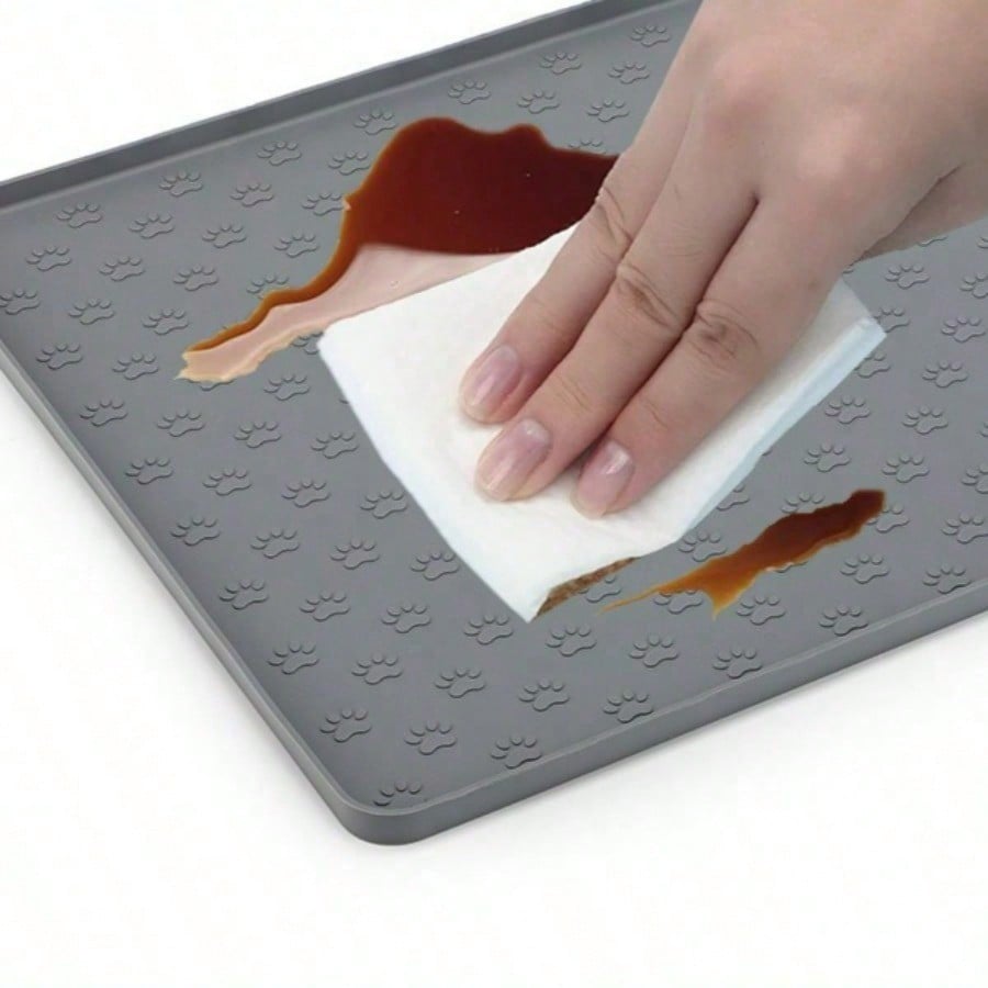 Silicone pet placemat anti-spill dog cat food mat foldable paw print cat and dog supplies pet feeding mat