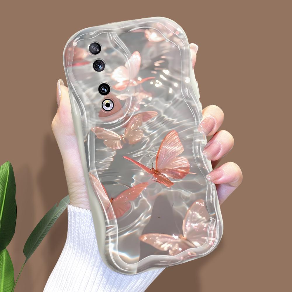 Søt tegneseriemønster kremteksturomslag Bølget kant mykt silikondeksel Telefondeksel til Huawei Honor Infinix Tecno iPhone