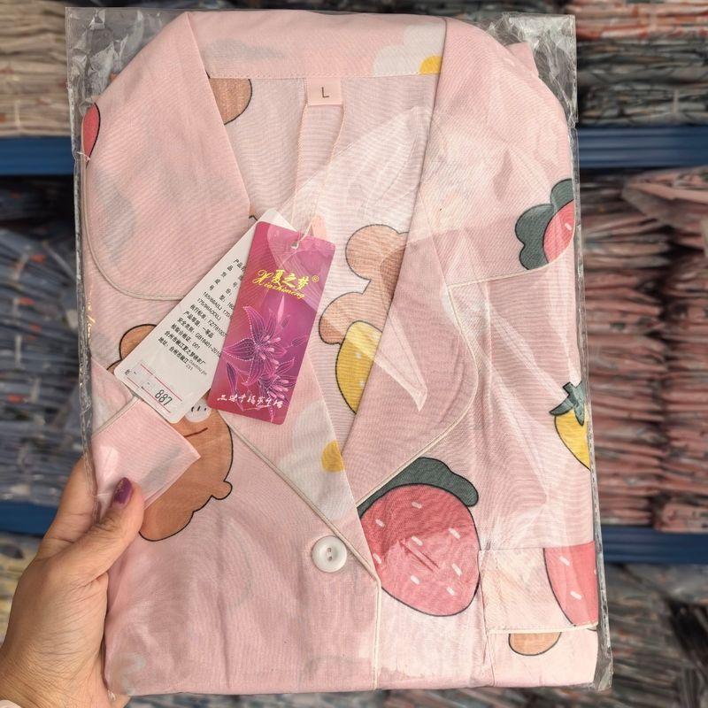 Summer Pajamas Women's Cotton Silk Short Sleeve Thin Suit K-style Homewear Cute Student Loose Plus Size Can Be Outwear