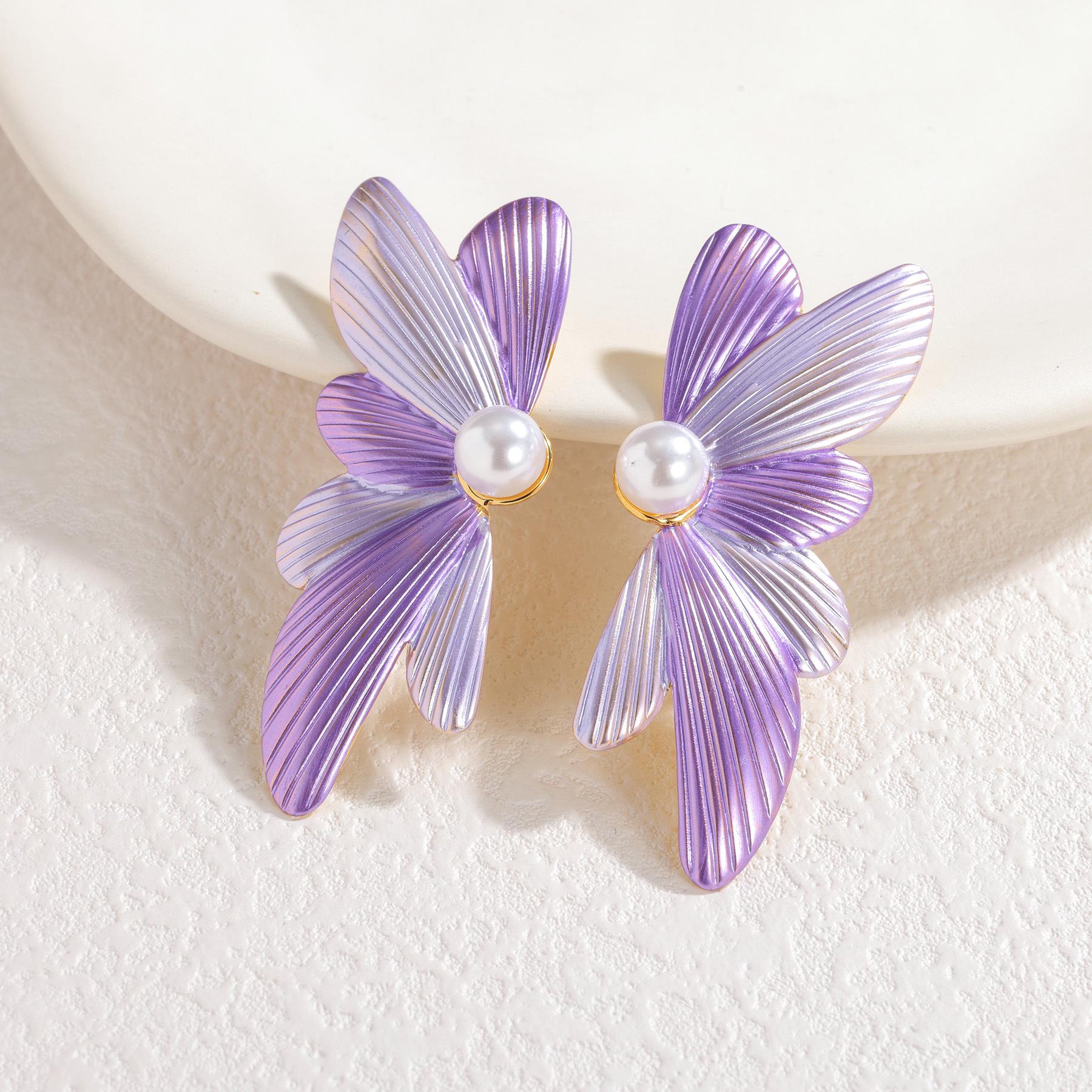 

Dopamine-Pearl Flower Earrings: Sweet, Lively & Trendy Fairy Style фиолетовый