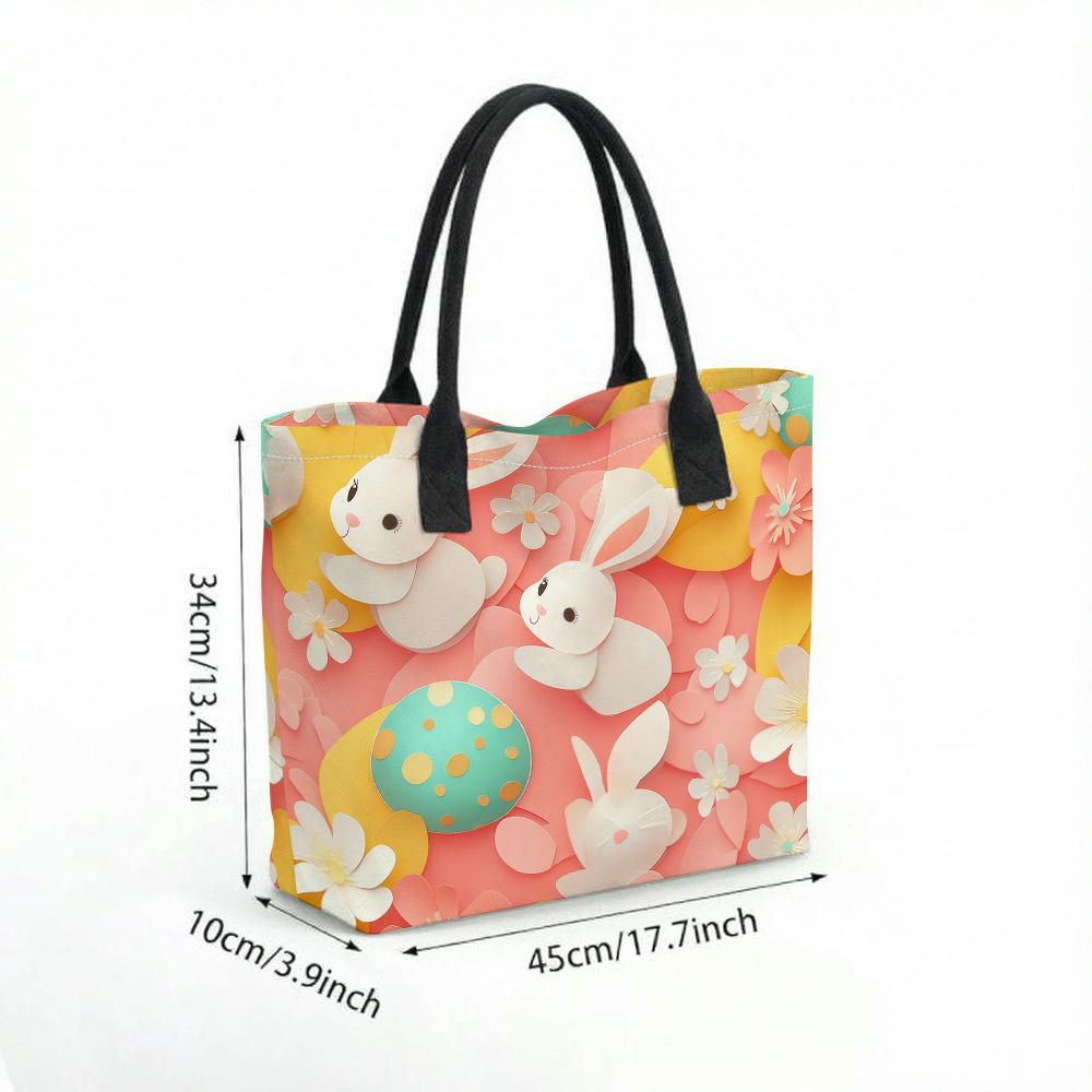  Cute Rabbit Print Tote Bag Fashion Large Capacity Casual Shoulder Bag for Daily Use