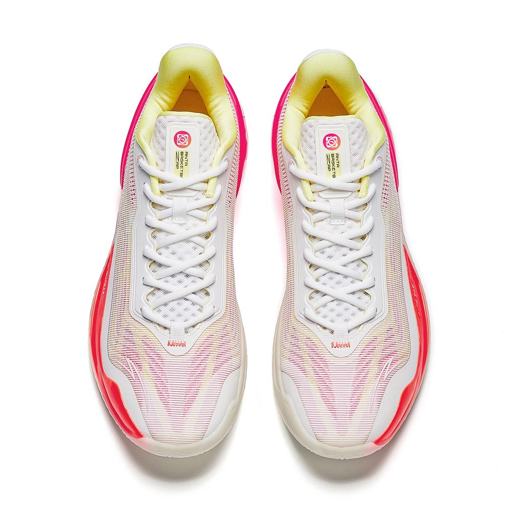 Anta Zap 3 Cushioning, Wear Resistant Low top Front Fork Carbon Plate Basketball Shoes Men's White Pink Orange 912531110Q-1