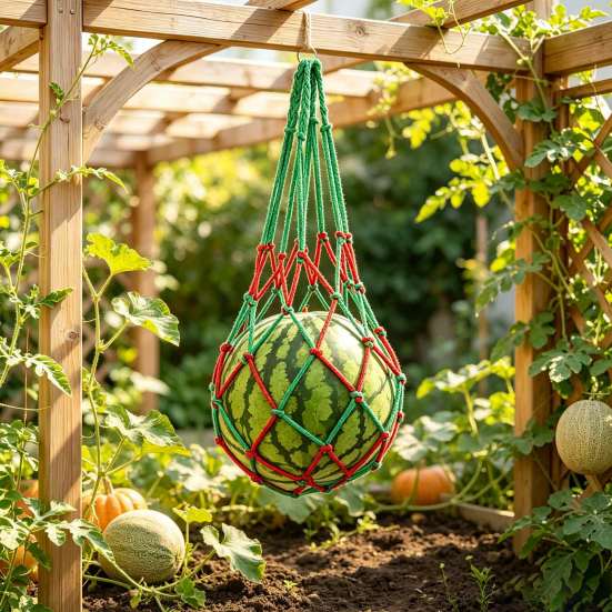 UV Resistant Fruit Support 10Pcs Watermelon Sling Nets, Weatherproof Reusable Melon Holder Space Saving Vine Mesh, Hammocks for Cantaloupe Cucumber