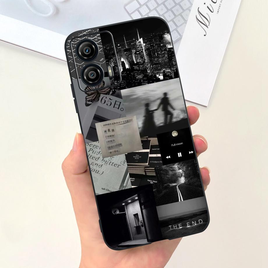 For Motorola Moto G73 5G Phone Case Black Soft Silicone Anti-knock Cover For MotorolaG73 G 73 Capa Panda Rabbit Cat Luxury Capa