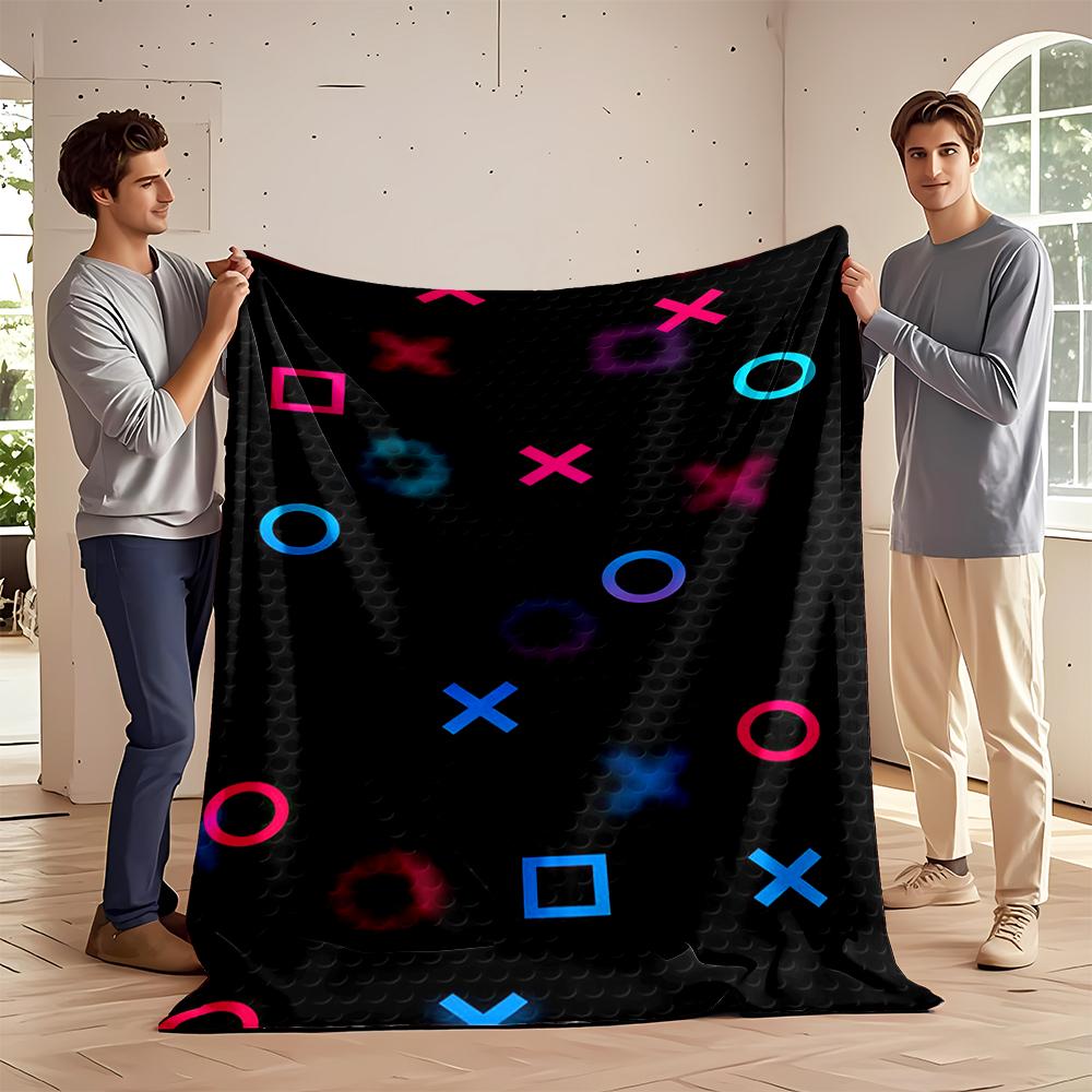 Colorful Neon Geometric Shapes Pattern Blanket Flannel blanket for bedroom, living room, sofa, and nap sofas.