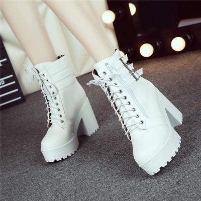 Damen Stiefeletten mit hohen Absätzen, neue wasserdichte Plateaustiefeletten mit dicker Sohle, große Römerstiefeletten für Herbst und Winter