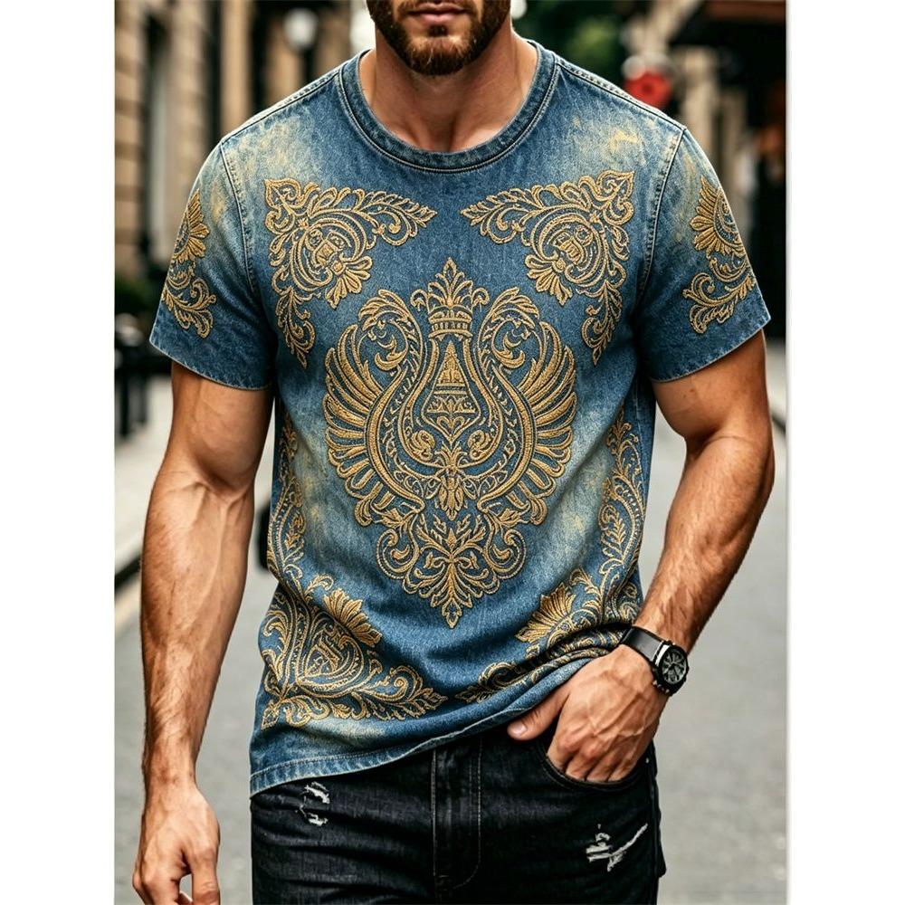 Summer Russian Ethnic Style 3D Print T-Shirts Men