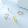 Hoop Earrings Ribbon Moissanite Earrings 15mm Ring Earrings Both Ears Hypoallergenic 14K Gold Plated Silver Earrings Single Diamond Simple Cute