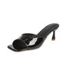 Fashion 2025Womens Summer New Style Simple Solid Color Fashion Square Toe Sandals PU Leather Outdoor Casual Party Dress Women's Slippers