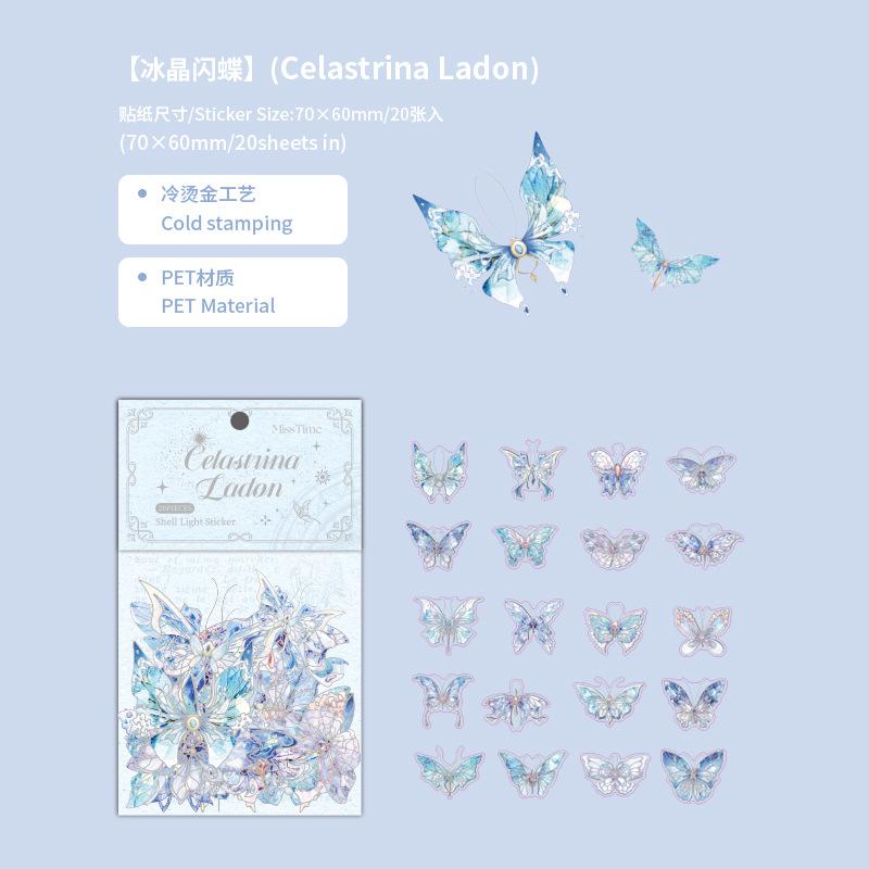 

20 Sheets Of Ice Crystal Butterfly Stickers For Hand Tent Decoration Materials