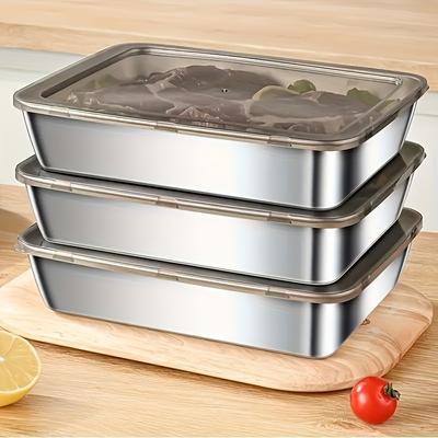 Stainless Steel Food Containers, Leak-Proof & Stackable. For Meal Prep, Fridge & Freezer. Dishwasher Safe.