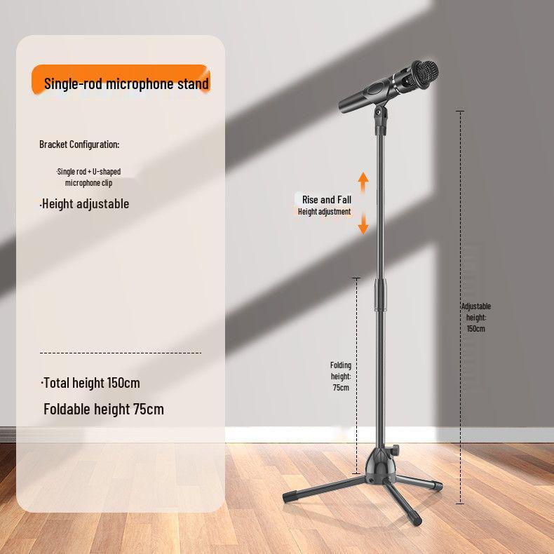 Professional Metal Microphone Tripod Stand for Live Performance and Streaming Carbon Steel Material